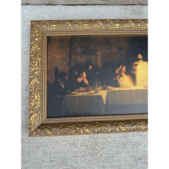 Bouveret Last Supper Framed on Canvas Reprint Wooden Frame 23x13 EUC - Picture 2 of 7